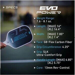 SLK Evo Power Carbon Fiber Pickleball Paddle